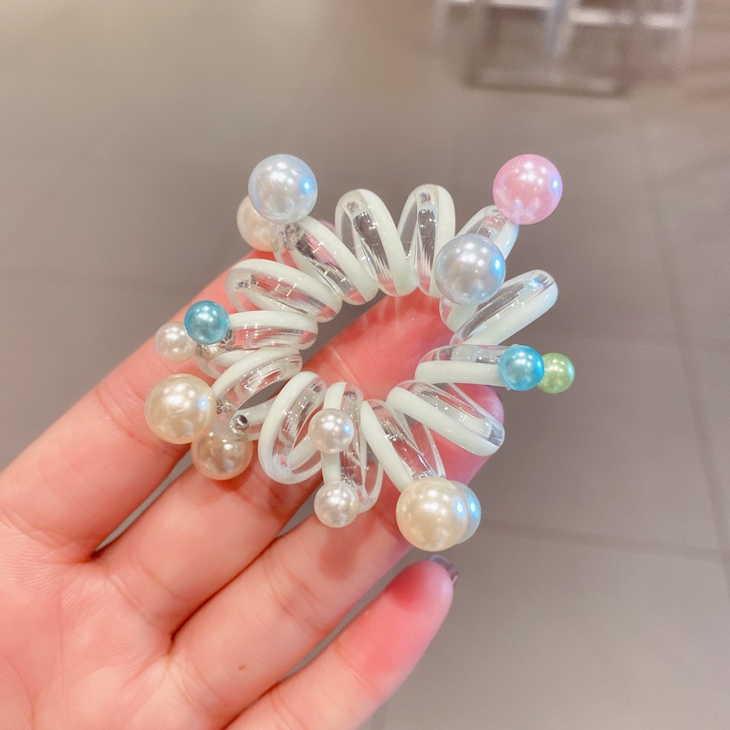 Thời Trang Dây Buộc Tóc Dạng Xoắn Đính Ngọc Trai Xinh Xắn