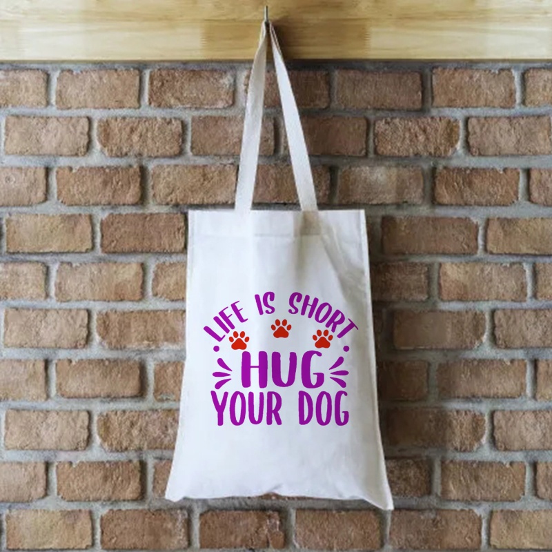Vải Lưới Tự Dính In Hình Chú Chó Blala Dùng May Áo Gối / Túi Vải