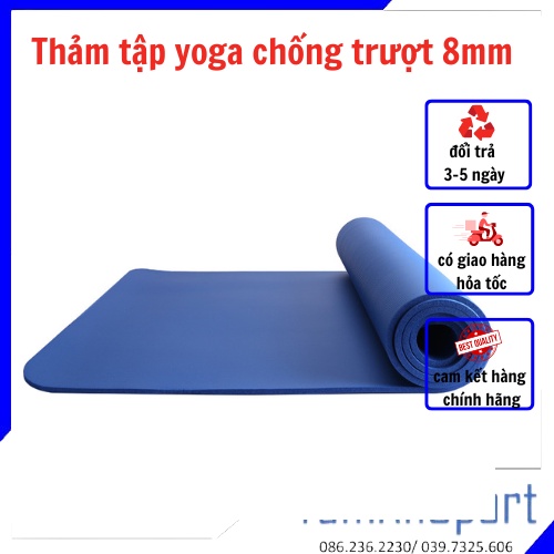 Thảm tập Yoga chống trượt 183*61*0.8cm chất TPE thiết kế vân chìm êm ái- Tâm An Sports