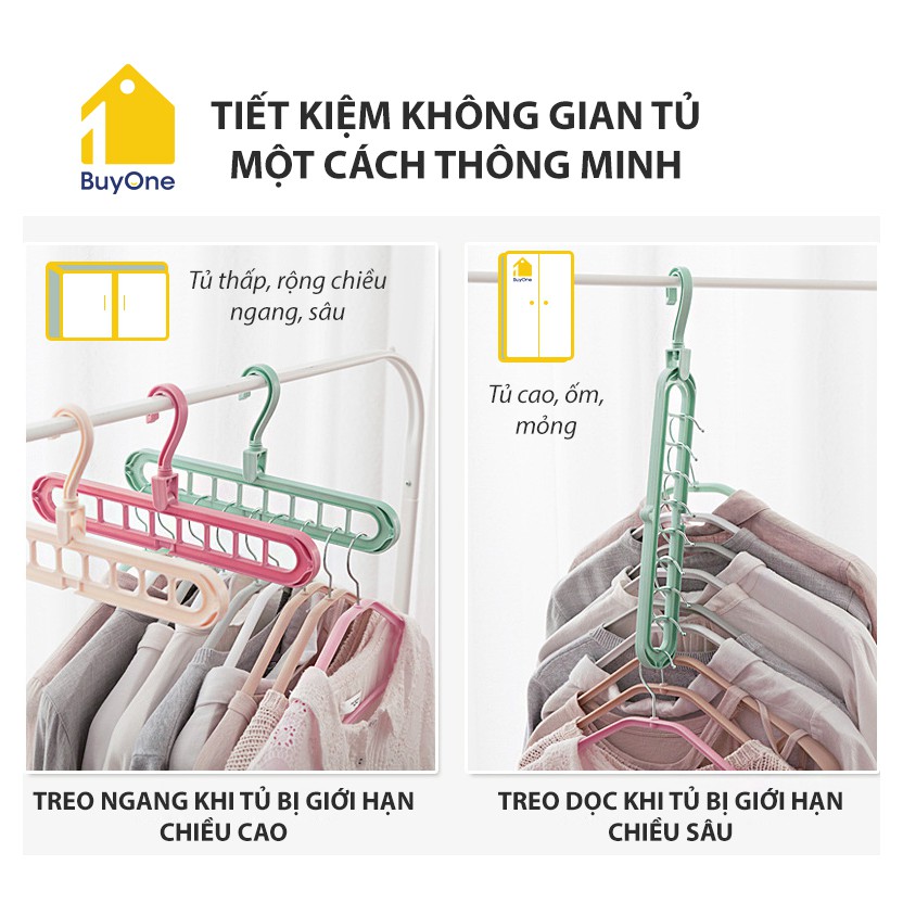 Móc treo quần áo thông minh xếp gọn theo chiều dọc giúp tiết kiệm không gian tủ - buyone - BOPK103