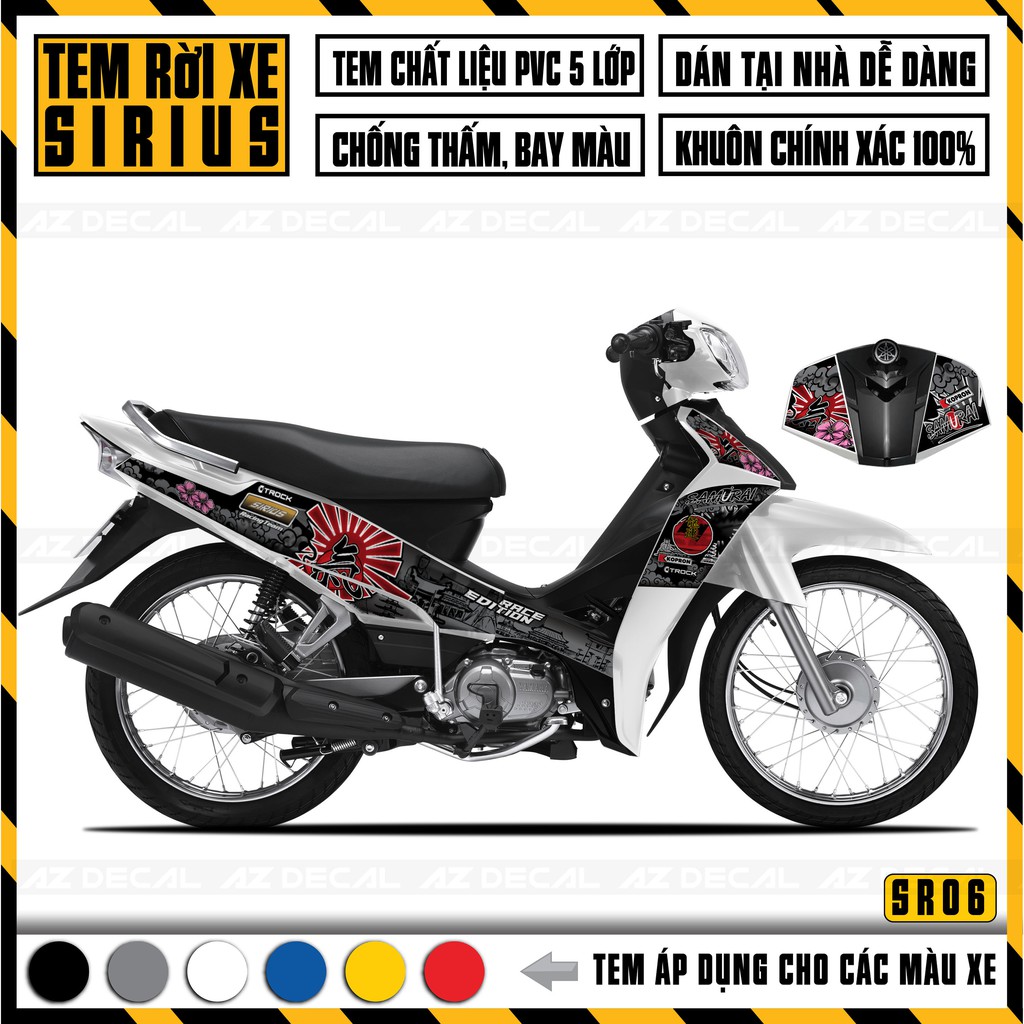 Tem Sirius RC Mẫu Japan | SR06 | Team Sirius Đỏ Xám Dán Xe Đen Đỏ Trắng Xanh Decal Rời Cao Cấp Chống Nước
