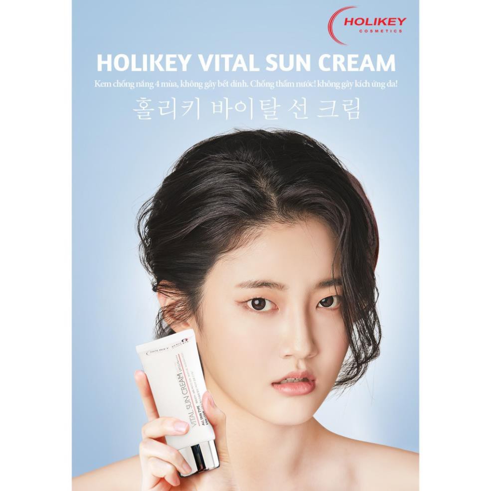 Kem chống nắng nâng tone giúp bảo vệ trắng sáng da chống trôi nước Holikey Vita Sun Cream W/OTYPE SPF50/PA++++ 70ml