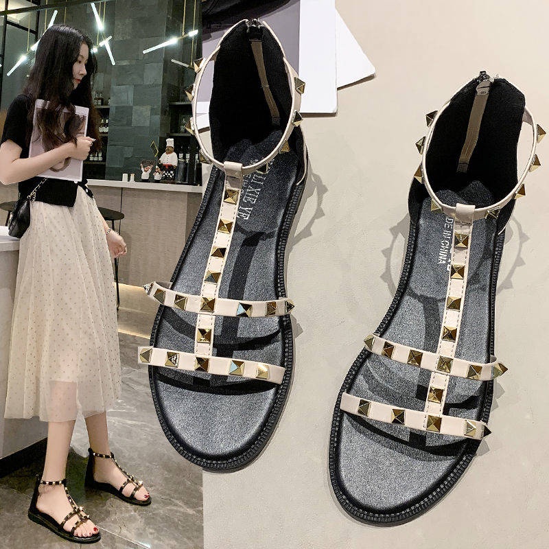 Giày Sandal Thiết Kế Mới Có Khóa Kéo Cao Cấp Thời Trang Theo Phong Cách Anh