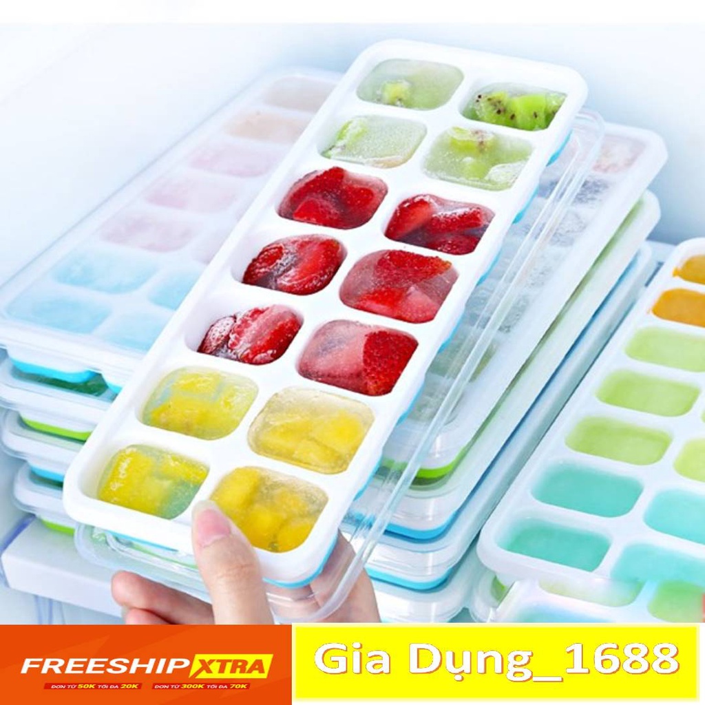 Khay làm đáCAM KẾT CHUẨNkhay đá silicon 14 ô có nắp đậy(TUYỂN SỈ)