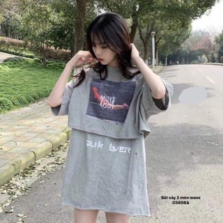 Sét váy ba lỗ kèm áo crt ngoài