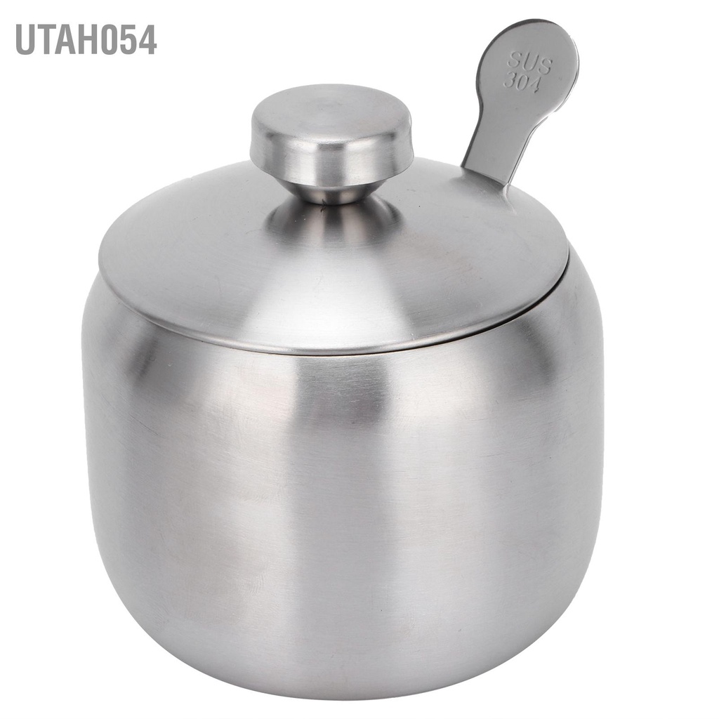 [Hàng Sẵn] Set 3 Hũ đựng gia vị bằng thép không gỉ 304 Kèm Khay Thìa【Utah054】