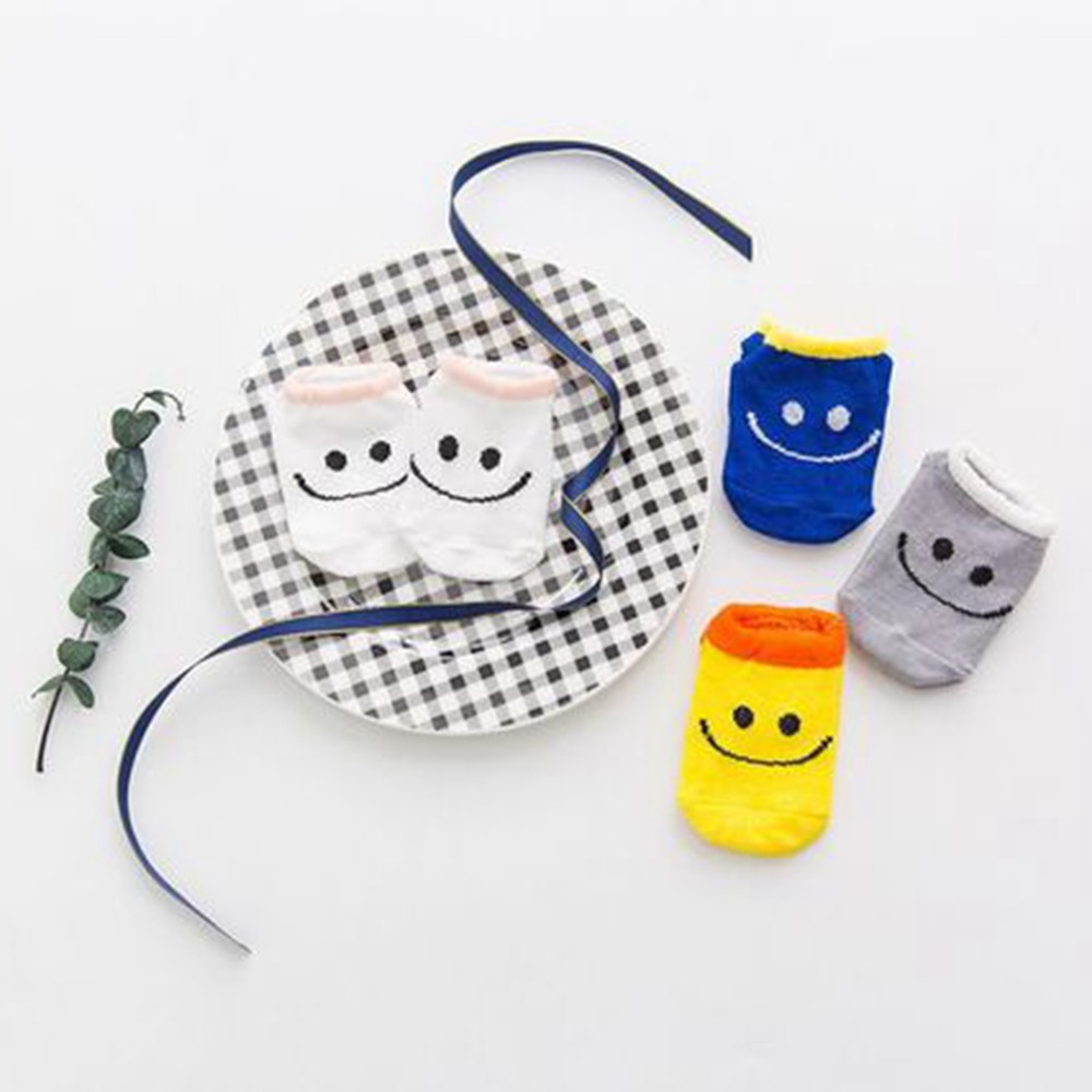 Vớ Cotton Chống Trượt Hình Mặt Cười Cho Bé Sơ Sinh Từ 0-3 Tuổi
