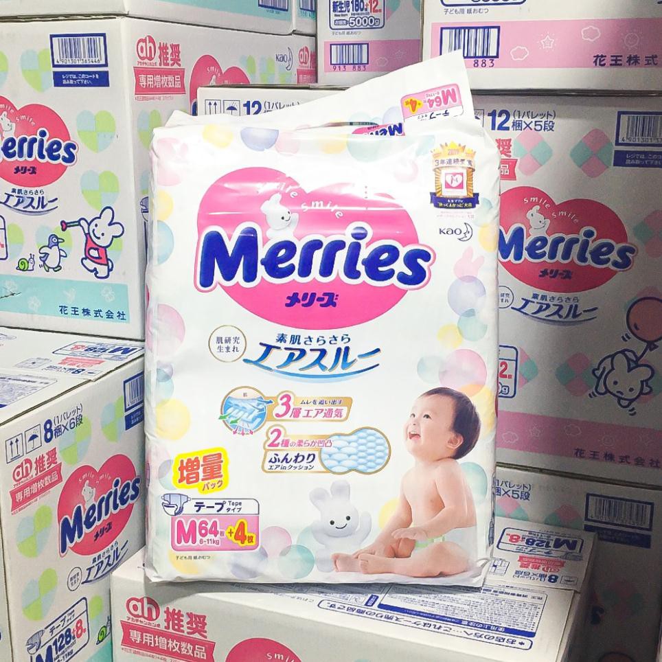 Ã bỉm Dán/Quần Meries cộng miếng Nhật Đủ Size NB90+6/S82+6/M58+6/L44+6/M64+4 /L54/XL38+6/Xxl26+2 mẫu mới nhất
