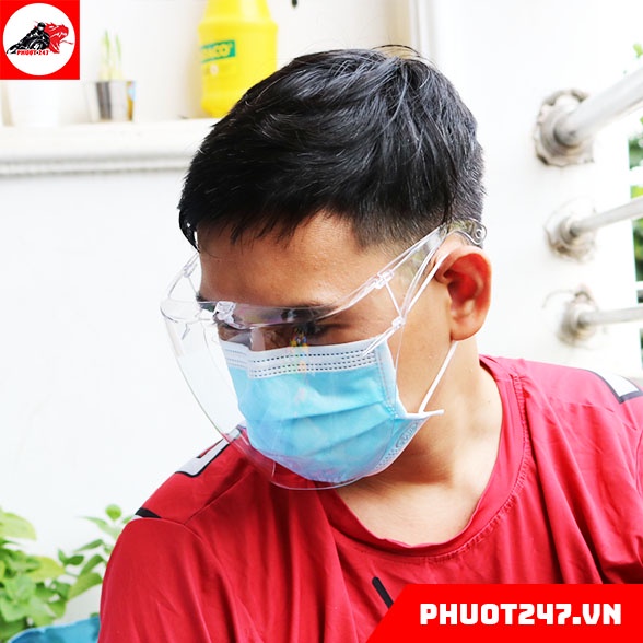 Kính bảo hộ Face Shield Asia MEDIC phòng chống dịch,giọt bắn, chống mưa bụi khi đi xe máy