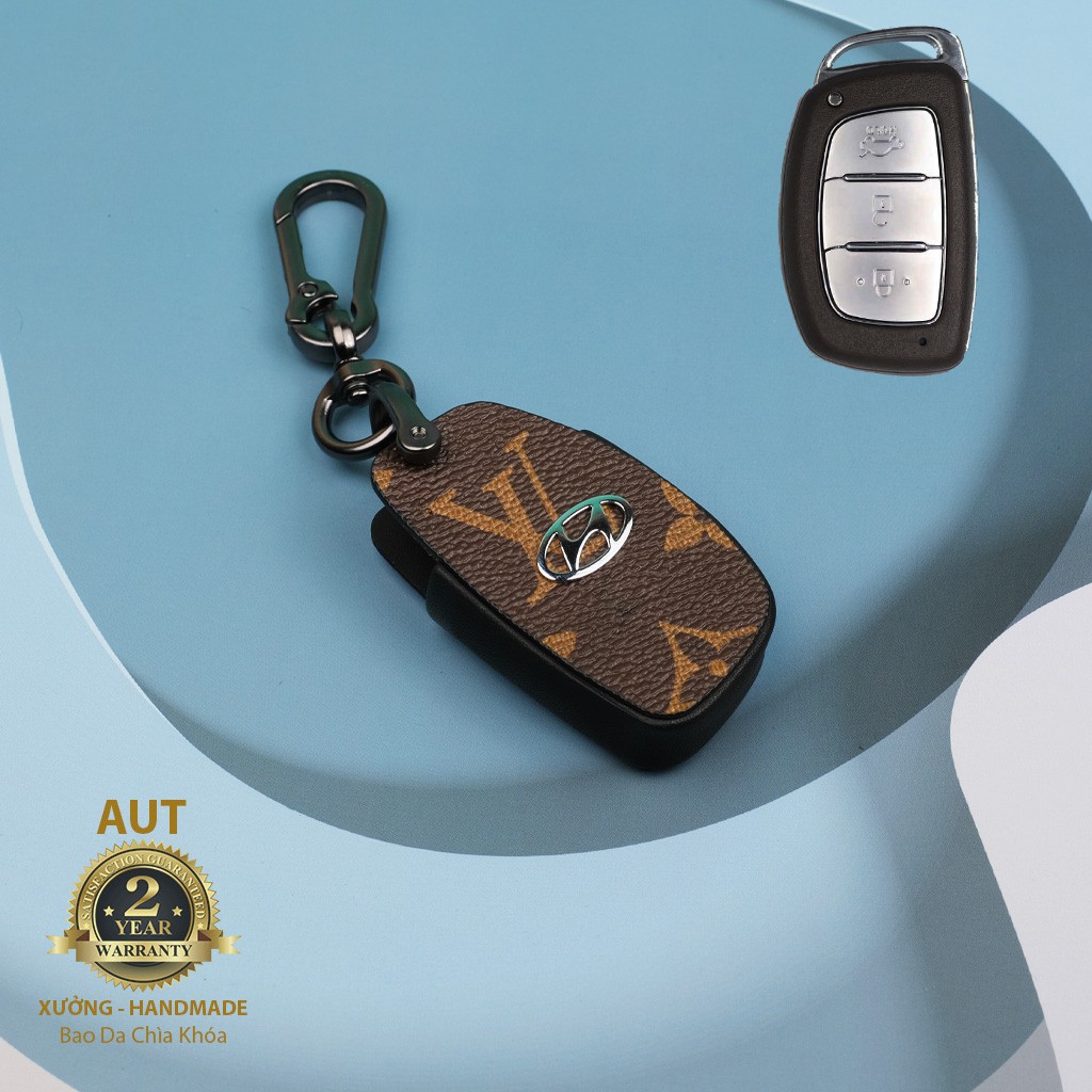 Bao da chìa khóa Canvas LV siêu đẹp cho Hyundai (I10,I20,Tucson,Elantra 2020)