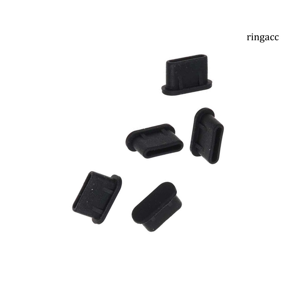 Set 5 nút bịt cổng sạc type C bằng silicon mềm chống bụi cho điện thoại / máy tính bảng