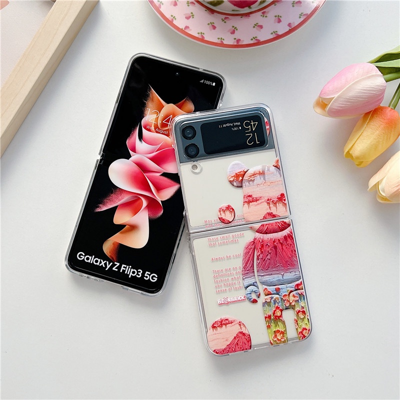 Ốp Điện Thoại PC Cứng Mỏng Trong Suốt Họa Tiết Hoạt Hình Dễ Thương Cho Samsung Galaxy Z Flip 3 Z Flip 4 5G Z Flip3 Flip4