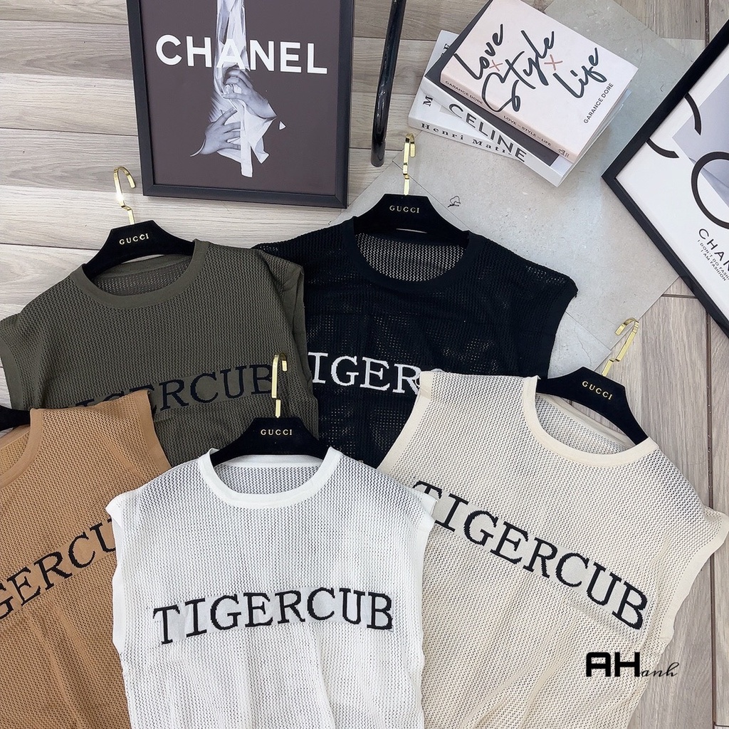 Áo Sát Nách Lưới Thêu Chữ Tiger