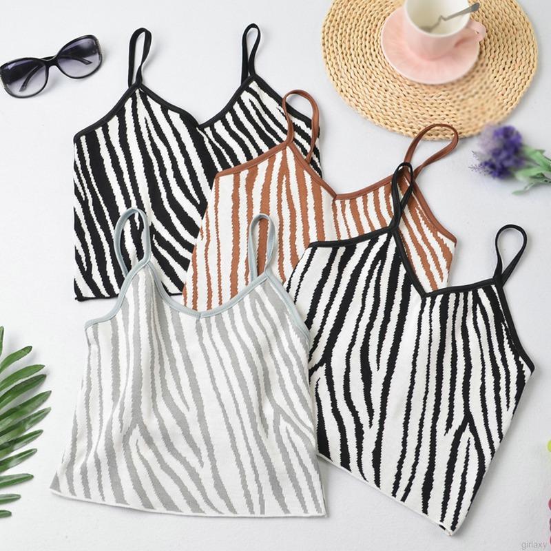 Áo Croptop Sát Nách Hoạ Tiết Ngựa Vằn Phong Cách Hàn Quốc