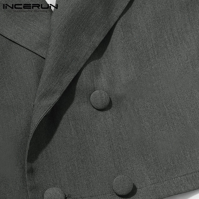 Áo Sơ Mi Hai Mảnh INCERUN Tay Dài Giả Áo Giả Vest Thời Trang Hàn Quốc
