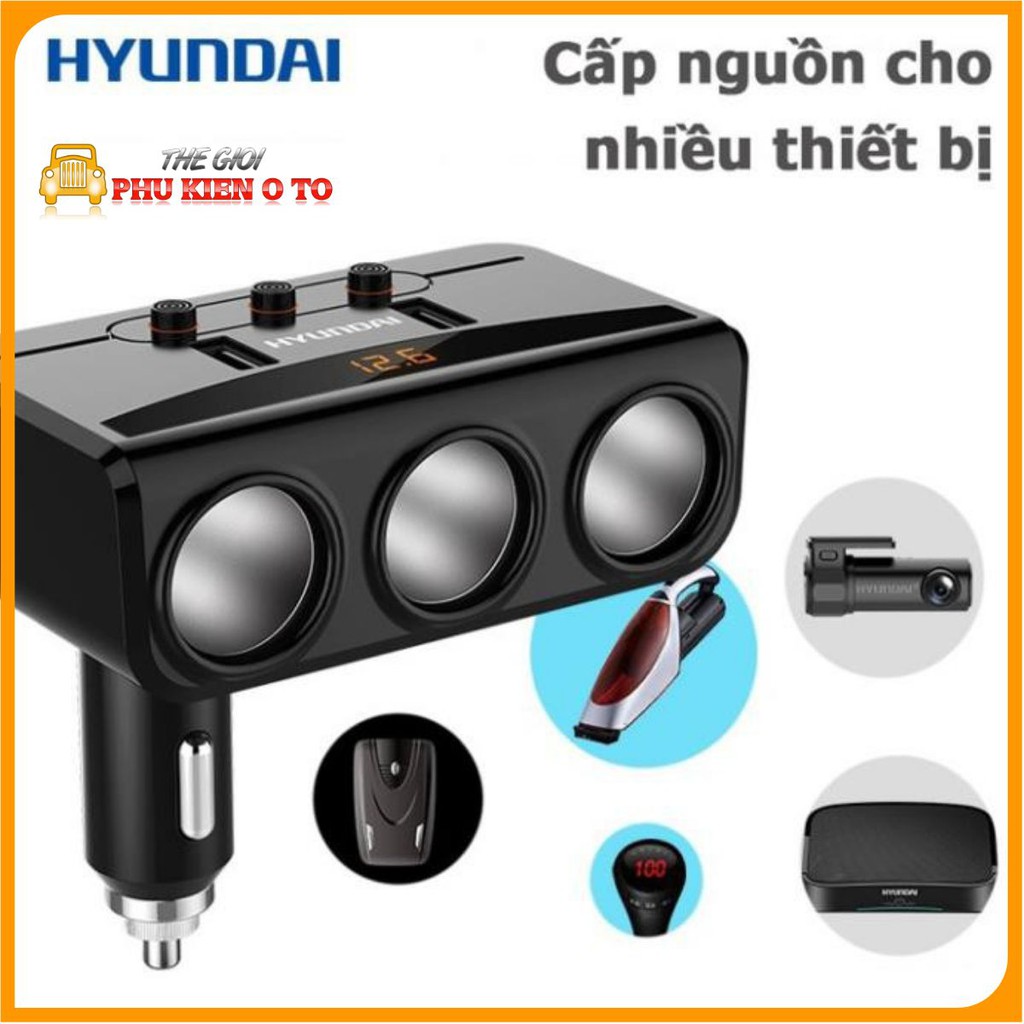 Bộ Chia Tẩu Ô Tô Hyundai HY - 29 Ra 3 Cổng Tẩu + 2 Cổng USB