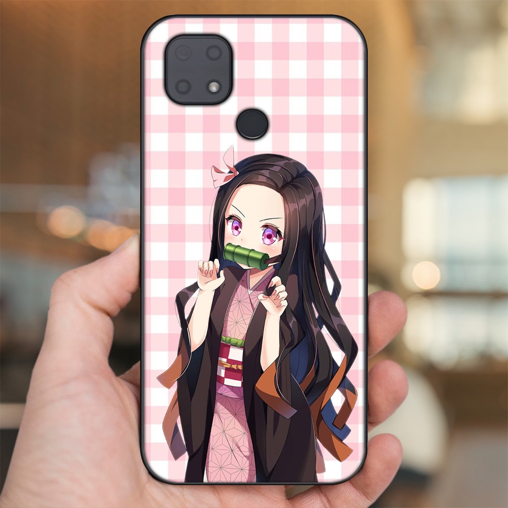 Ốp lưng Xiaomi Redmi 10C viền đen in hình Nezuko Kimetsu no Yaiba