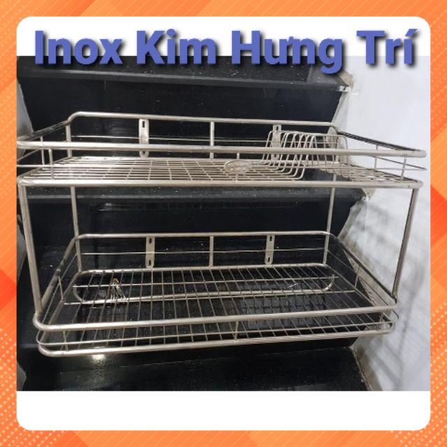 kệ chén dĩa treo 2 tầng inox-kệ treo 2 tầng ống inox