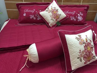Set Chăn Ga Cưới 7 Món Satin Cao Cấp
