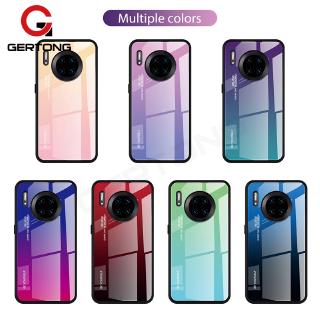 Ốp điện thoại kính cường lực phối silicon màu sắc gradient phản quang dành cho Huawei Mate 30 Pro Lite Honor 9X Pro