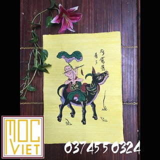 Tranh Đông Hồ Chăn trâu thổi sáo - Mục đồng thổi sáo - khổ 37x52cm