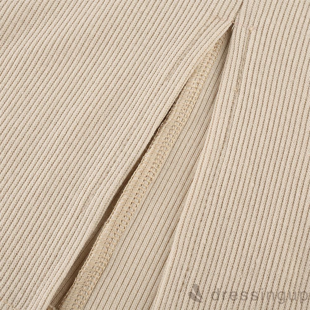 DRESSINGUP-Đầm tay dài cổ vuông màu trơn đơn giản dành cho nữ