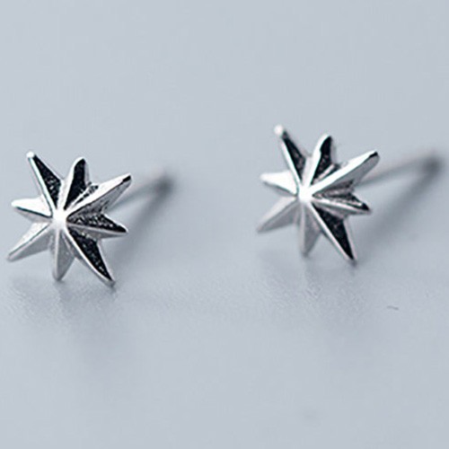 Khuyên tai bạc S925 Sao tám cánh B2439 - Bảo Ngọc Jewelry