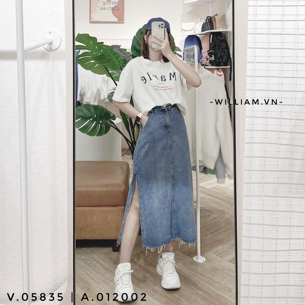 Váy jean xẻ 8370 - XANH (060251)