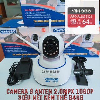 Camera yoosee trong nhà 3 anten quay 360 độ 2.0Mpx Fhd1080P siêu nét - Đàm thoại 2 chiều - tiếng Việt