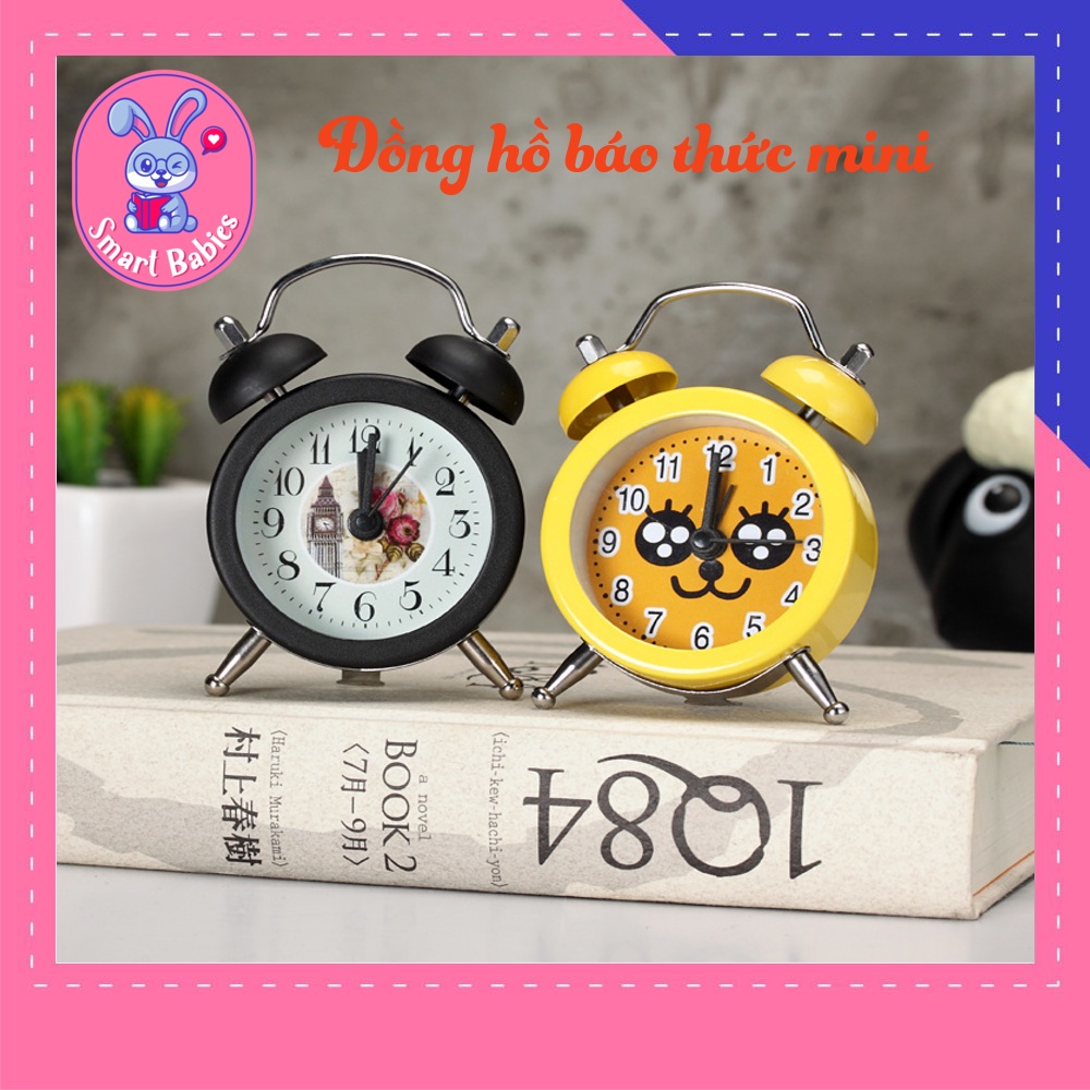 Đồng hồ báo thức mini chuông đôi cho bé, Đồng hồ mini trang trí dễ thương dáng cổ điển cho bé