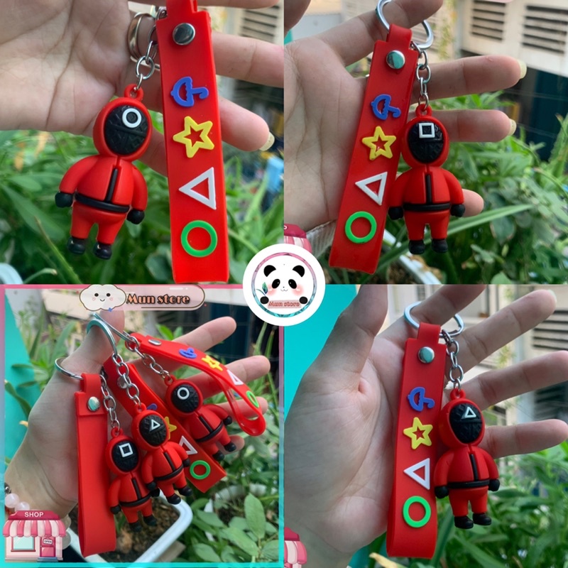 Squid Game Trò Chơi Câu Mực Mới Của Hàn Quốc Móc Khóa Mặt đen đeo Mặt Nạ Nam Mặt Tròn [kèm đồ treo_ loại 1]