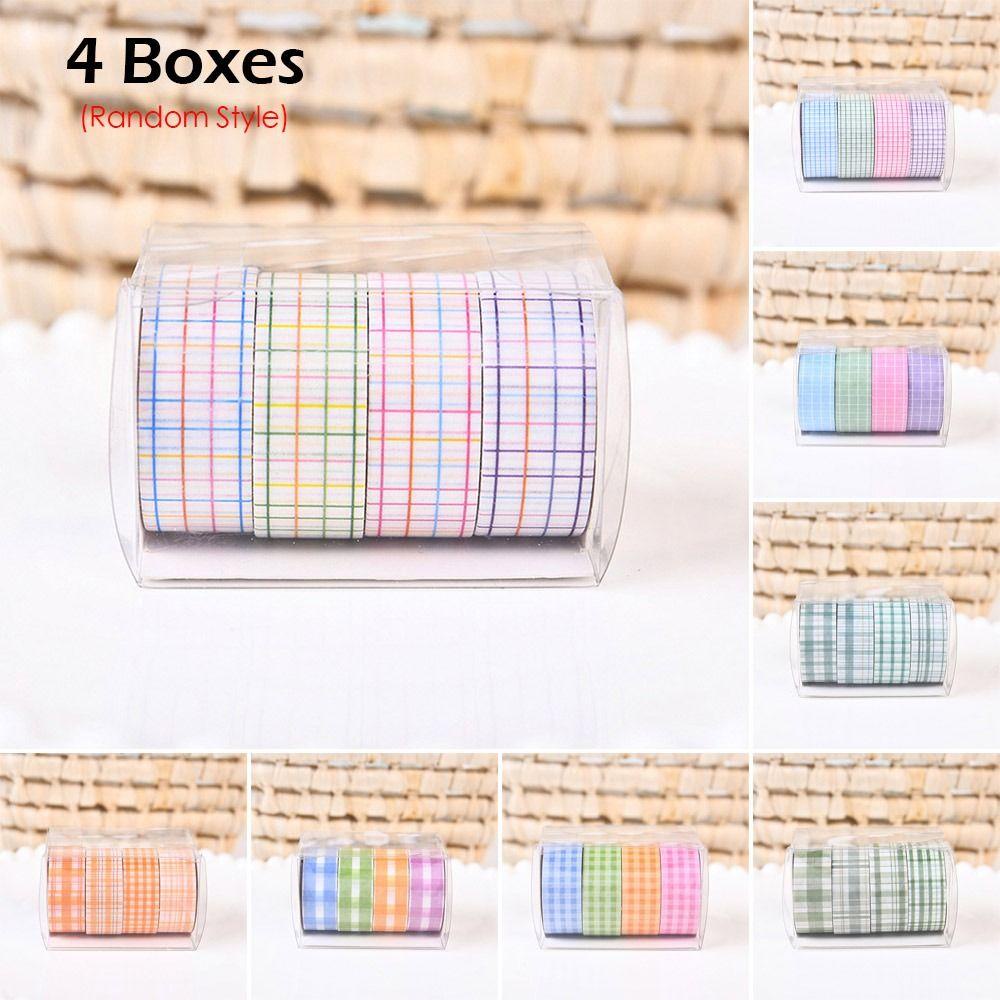 CHOOKEY Set 4 Hộp Băng Keo Dán Trang Trí Họa Tiết Kẻ Sọc