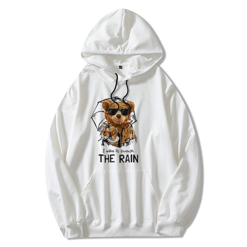 Áo Hoodie/Sweater 2 màu đen trắng Gấu throught the rain (N347)