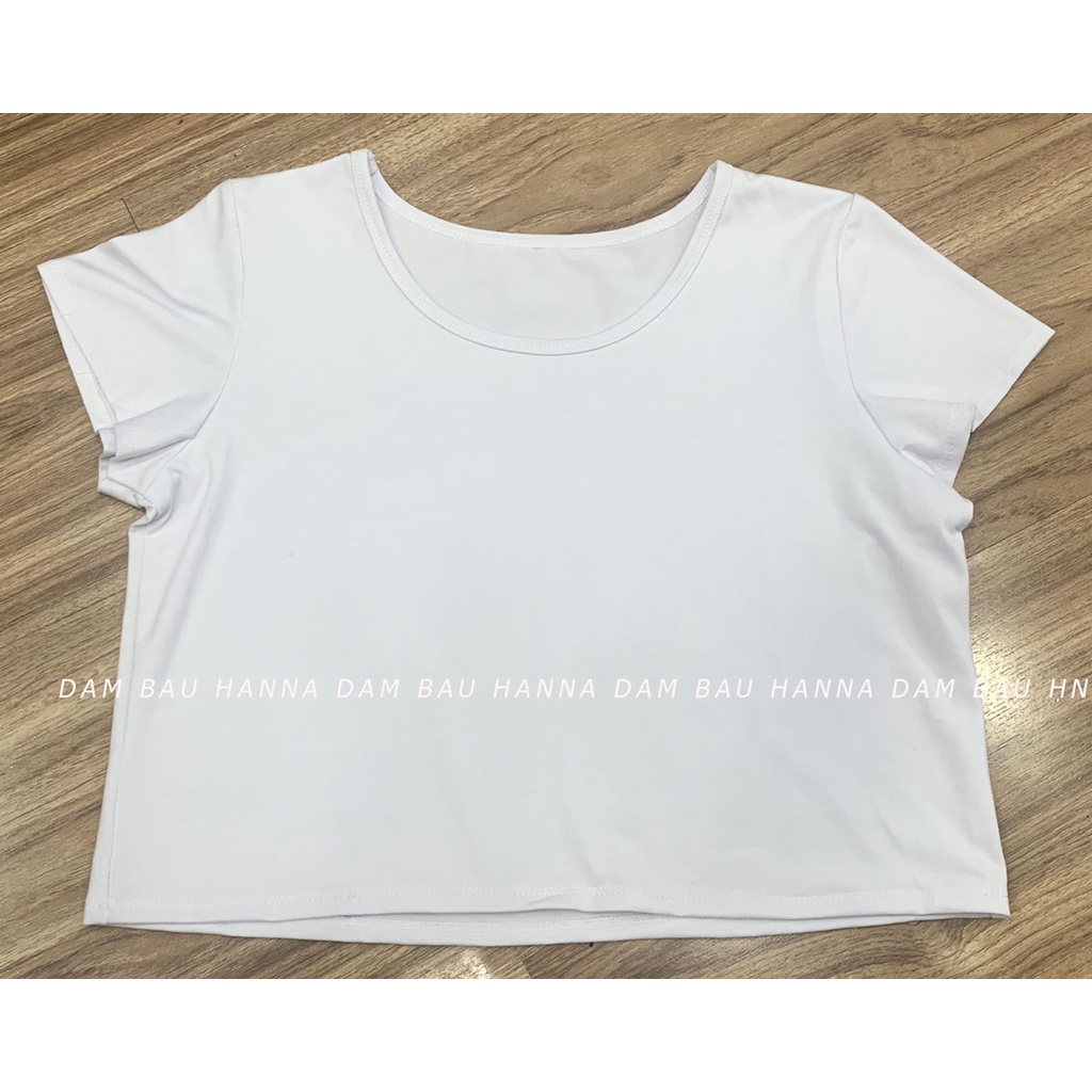 [SIZE 40-80KG] Áo Thun croprop nữ màu trắng tay ngắn cotton 1000% co dãn 4 chiều mặc với đầm yếm bầu rời công sở