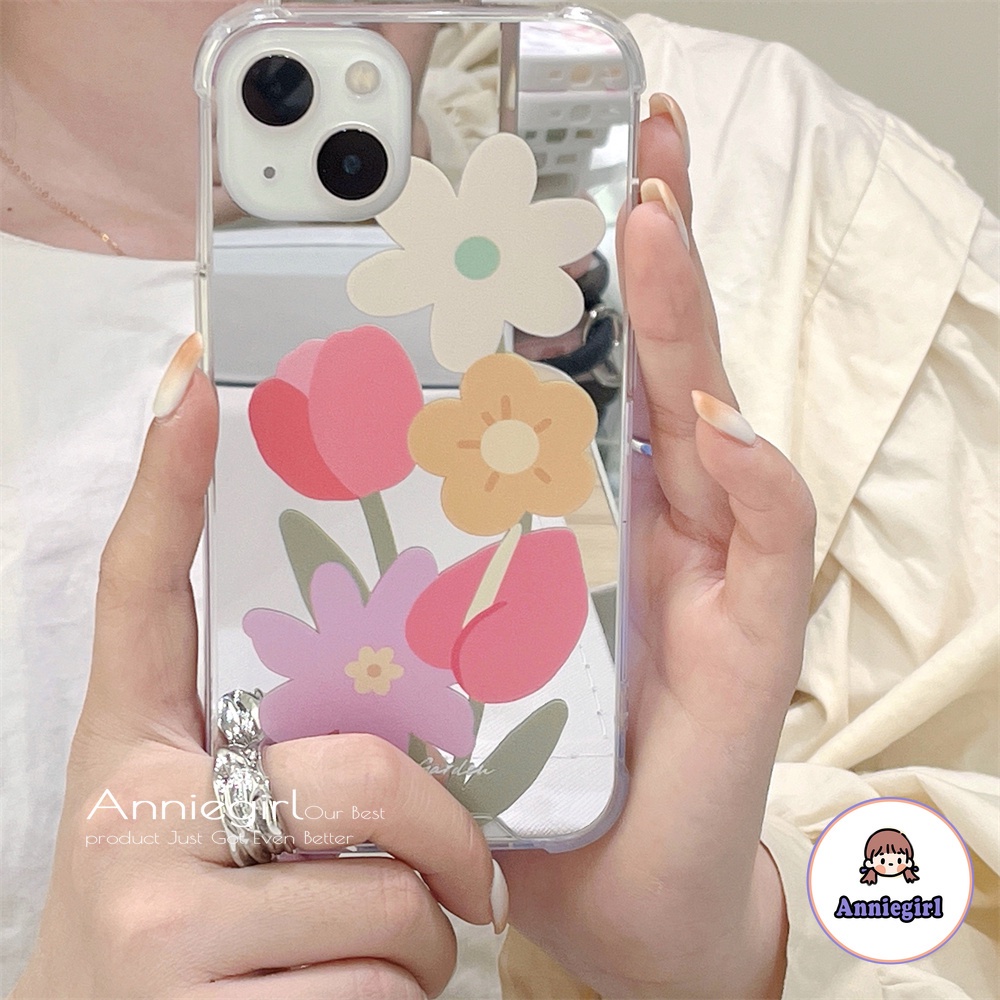 Ốp Điện Thoại TPU Mềm Có Gương Trang Điểm Hình Hoa Thời Trang Cho IPhone 13 12 11 Pro Max X XS XR 8 7 Plus