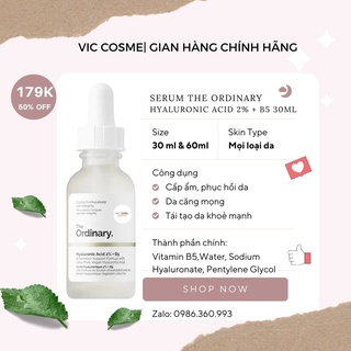 [CHÍNH HÃNG] Tinh chất dưỡng ẩm phục hồi da The Ordinary Hyaluronic Acid 2% +B5