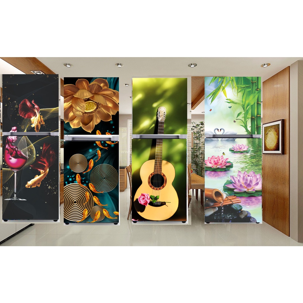 Decal dán tủ lạnh - máy giặt 3D chống nước, sẵn keo, đủ kích cỡ