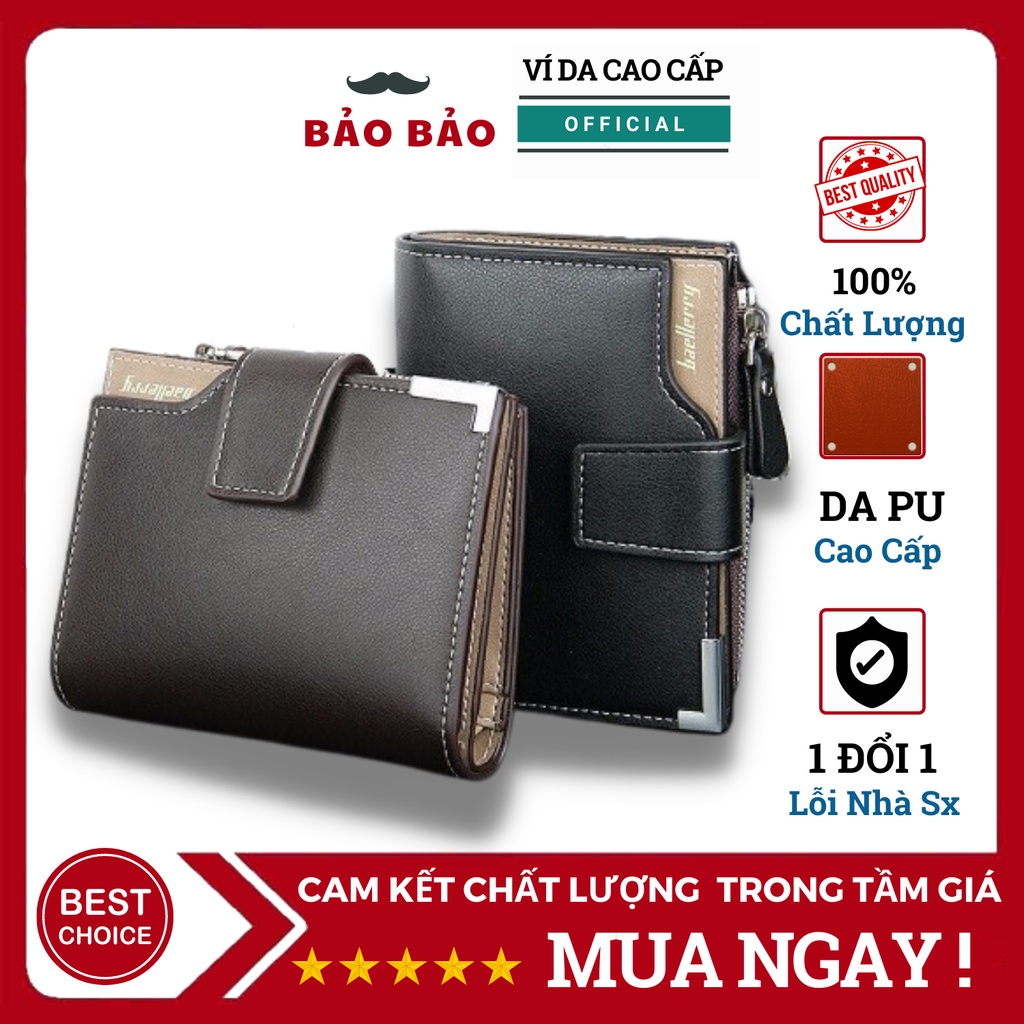 Ví Da Nam Đẹp Nhiều Ngăn Để Được Giấy Tờ  BẢO BẢO  Bóp Đựng  Tiền Có Nút Bấm Nhỏ Gọn Mini Da Mềm Cao