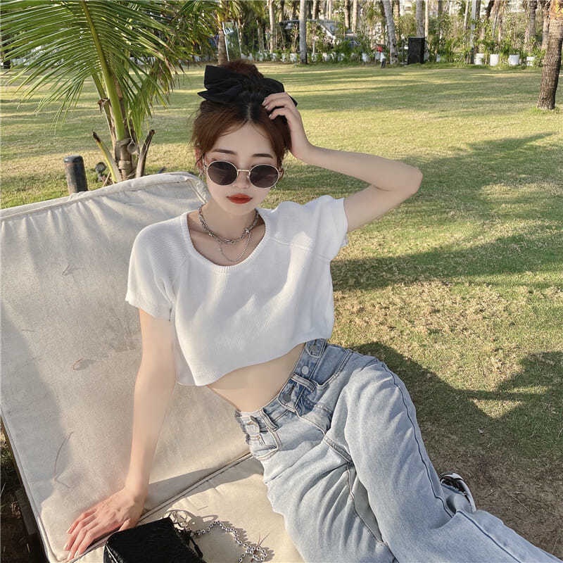 Áo Thun Crop Top Tay Ngắn Phong Cách Hàn Quốc Thời Trang Mùa Hè Mới 2022 Dành Cho Bạn Nữ