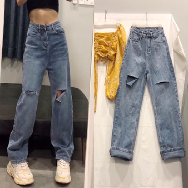[Mã 44FASHIONSALE492 giảm 10K đơn 50K] QUẦN JEANS DÁNG SIÊU DÀI RÁCH DÁNG XUÔNG- [hình thật | BigBuy360 - bigbuy360.vn