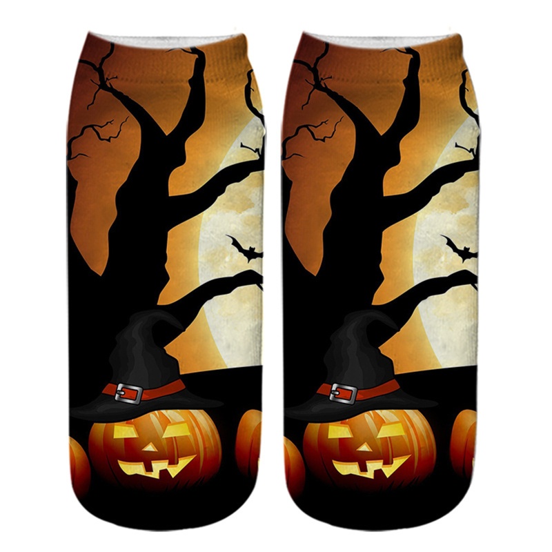 Xixi Tất Cotton In Họa Tiết Halloween Vui Nhộn