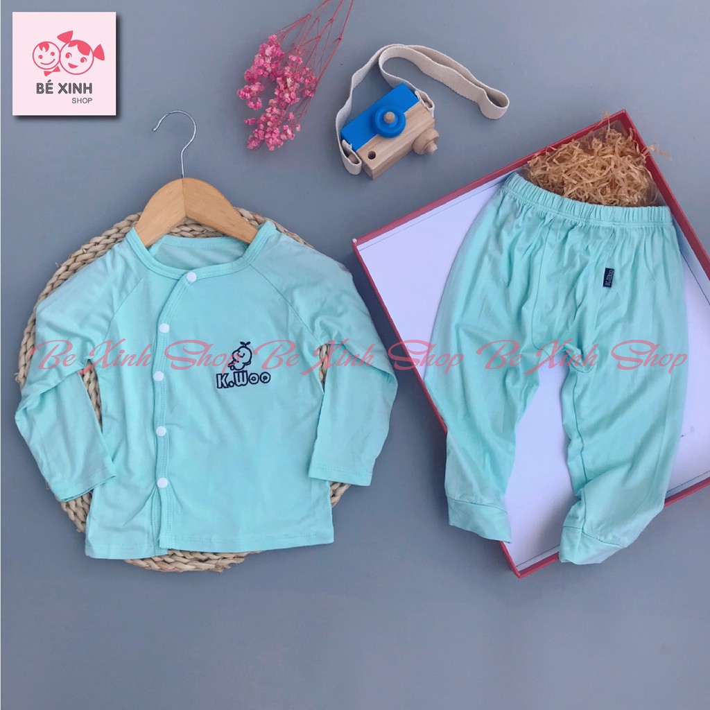 Đồ bộ thun lạnh dài tay cho bé gái bé trai K woo [Xã hết] Bộ đồ body cotton dài tay thun lạnh cho bé trai gái MẶC BỈM