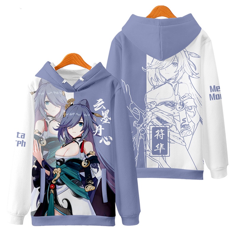 Áo Khoác Hoodie Tay Dài Dáng Rộng In Hình Honkai Impact 3 Fu Hua 3D Thời Trang Unisex 2022
