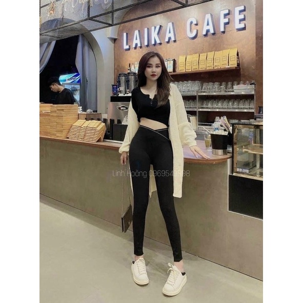 Quần legging lưng cao cạp chéo kèm hộp