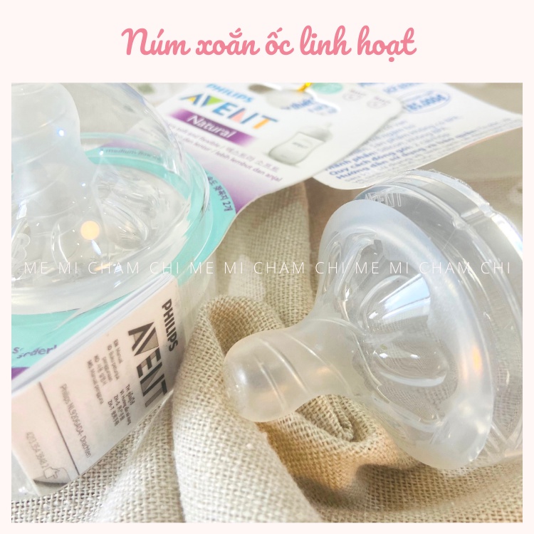 Núm Ti Silicon Bình Sữa Avent Cổ Rộng Cho Bé Sơ Sinh Đến 1 Tuổi