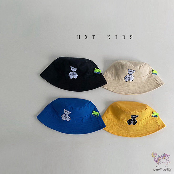 Mũ tai bèo chống nắng in hình gấu đáng yêu phong cách Hàn quốc cho bé