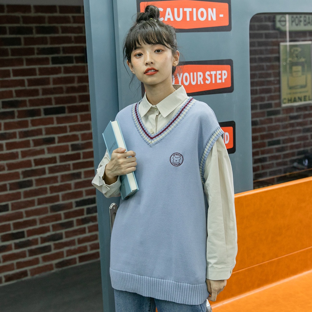 Áo gile len ulzzang nữ áo len gile nữ phong cách hàn quốc - AL11 | BigBuy360 - bigbuy360.vn