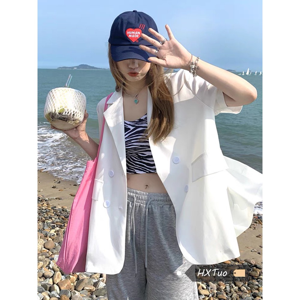 Áo blazer - Vest tay ngắn dáng rộng màu trơn Forgirl
