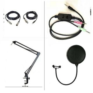 Combo Chân đế kẹp bàn màng lọc âm dây livestream xox ma2 dây micro