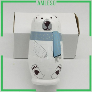 [Amleso] Búp bê làm tổ Nga Matryoshka Các bức tượng động vật bằng gỗ 5 chiếc
